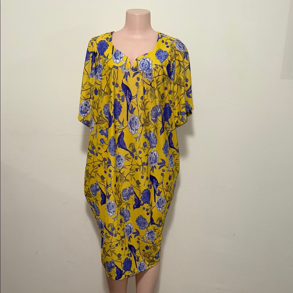 Easy Essentials woman mumu house floral dress pajama woman size large pockets
